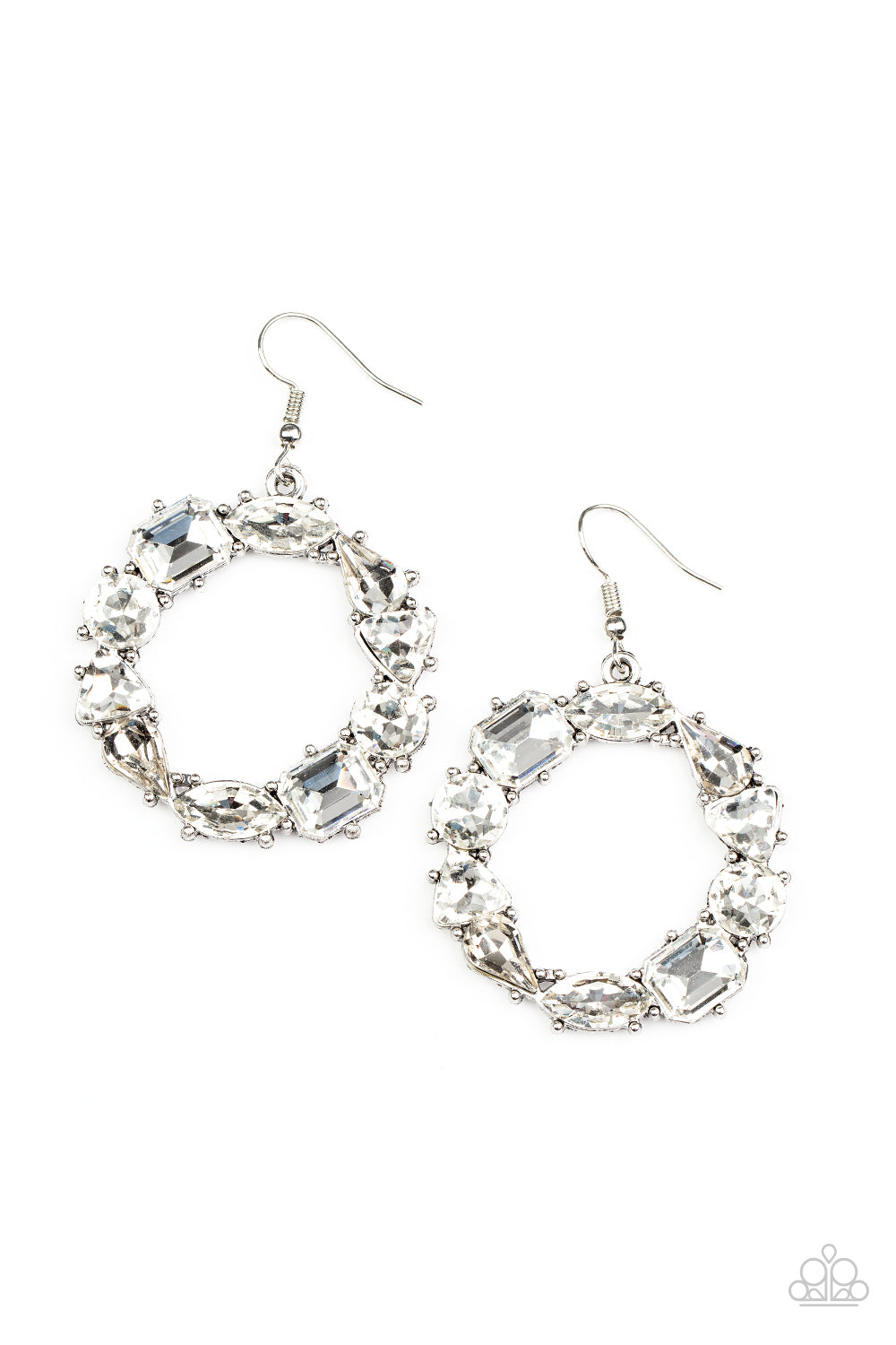 Paparazzi Accessories - GLOWING in Circles - White Earring
