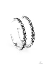 Load image into Gallery viewer, Rhinestone Studded Sass Silver Hoop earrings-Paparazzi
