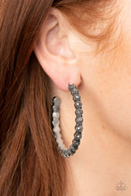 Load image into Gallery viewer, Rhinestone Studded Sass Silver Hoop earrings-Paparazzi
